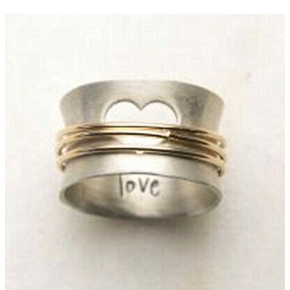 NEW Elegant Heart Two Tone 925 Silver Ring